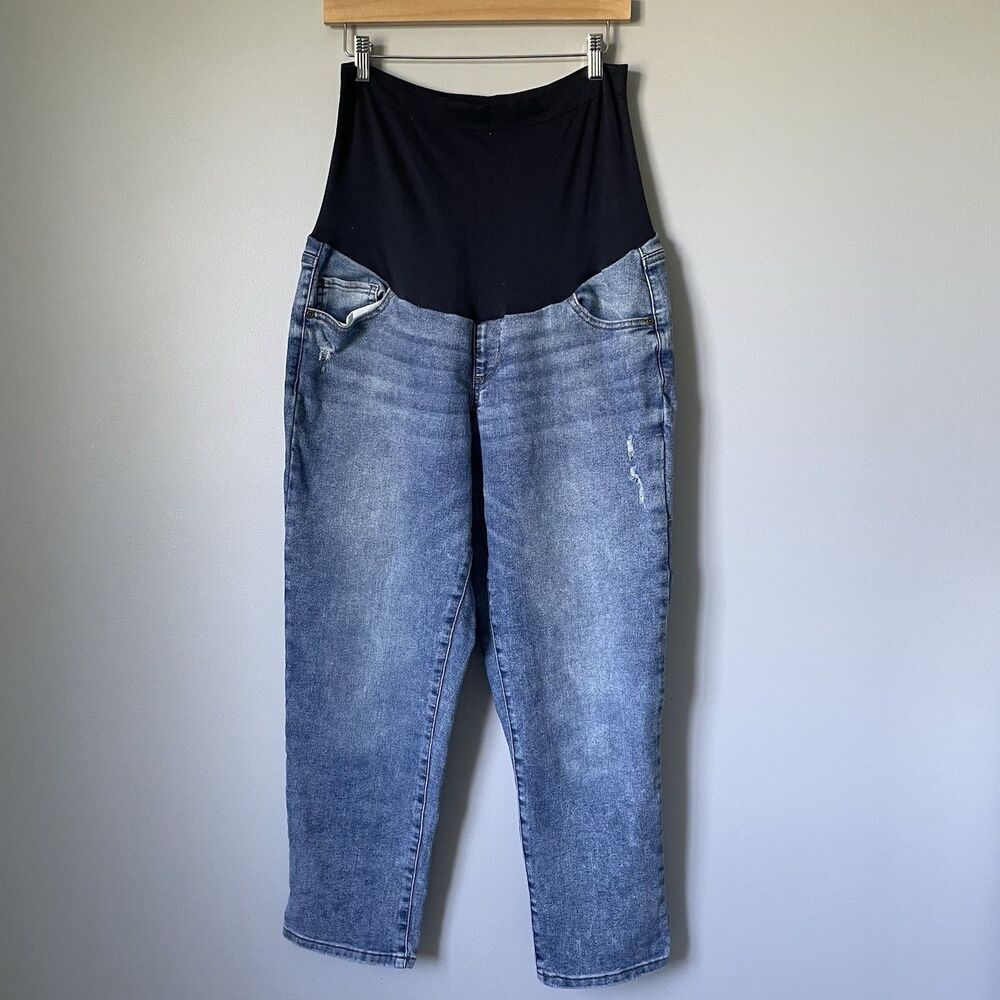 Sonoma Girlfriend Denim Maternity Pregnancy Jeans Blue Cropped Women's Size XL